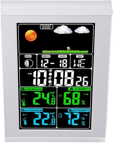 Weather Clock Wall Digital Display Garden Monitoring Indoor Outdoor Temperature Humidity Meter in Kuwait