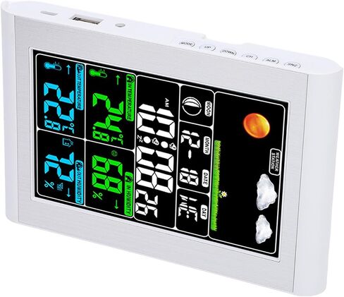 Weather Clock Wall Digital Display Garden Monitoring Indoor Outdoor Temperature Humidity Meter in Kuwait