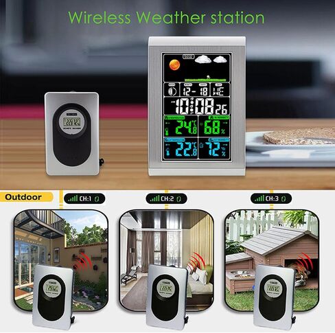 Weather Clock Wall Digital Display Garden Monitoring Indoor Outdoor Temperature Humidity Meter in Kuwait