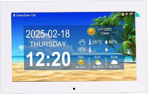 Smart Digital WiFi Clock, 10 Inch Large Font Display with Real Time Weather Temperature Humidity Photo Video Playback for Seniors in Kuwait