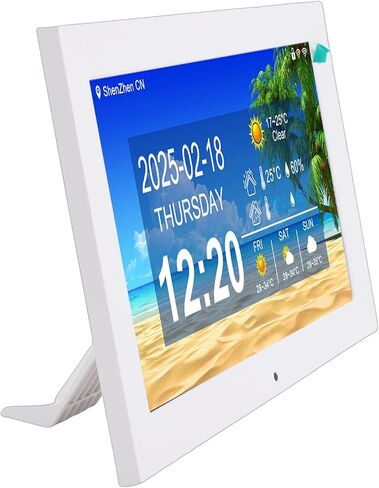 Smart Digital WiFi Clock, 10 Inch Large Font Display with Real Time Weather Temperature Humidity Photo Video Playback for Seniors in Kuwait