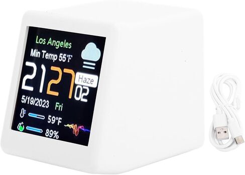 MAVIS LAVEN Smart Electronic Clock, LCD Digital Display, Temperature Weather Forecast, for Home and Office Use (White) in Saudi Arabia