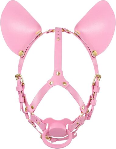 Littleforbig Leather Adjustable Strap Little Furry Pacifier Head Harness in Kuwait