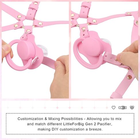 Littleforbig Leather Adjustable Strap Little Furry Pacifier Head Harness in Kuwait