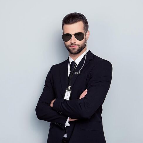 4 PCS Agent Costume Accessories Set – Spy Secret Security Service Costume with Sunglasses, Pre-Tied Zipper Tie, Earpiece, and ID Card for Men Women Halloween Cosplay Black in Saudi Arabia