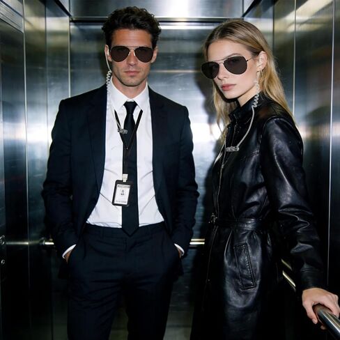 4 PCS Agent Costume Accessories Set – Spy Secret Security Service Costume with Sunglasses, Pre-Tied Zipper Tie, Earpiece, and ID Card for Men Women Halloween Cosplay Black in Saudi Arabia