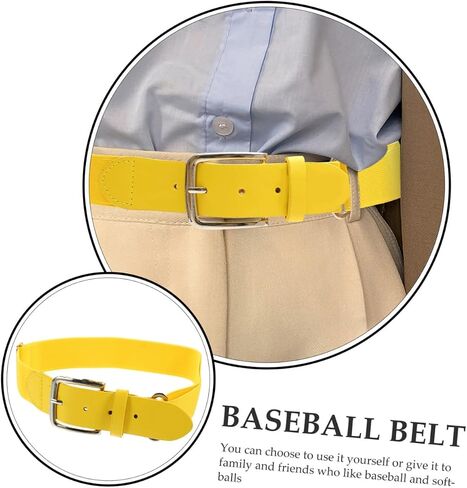 TEHAUX Adjustable Adult Baseball Belt Elastic Sports Belt for Men and Youth Softball with Stretch Faux Leather, Yellow Outdoor Athletic Waistband Random Color in Saudi Arabia