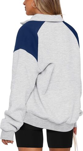 WIHOLL Half Zip Oversized Sweatshirts For Women Casual Fall Outfits Tunic Quarter Zip Pullover Crewneck Sweaters Hoodies Winter Clothes 2024 Coffee Grey 2XL in Kuwait