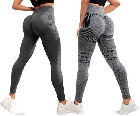 2 PCS POWERCELLS 3D Metabolic Booster High Waisted Compression Leggings, Women Cellulite 3D Sculpting Pants in Kuwait