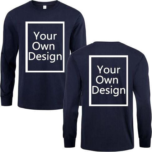Custom Long Sleeve T Shirts for Men/Women Design Your Own Shirt Add Text Personalized Cotton Tee Printed Front/Back in Saudi Arabia