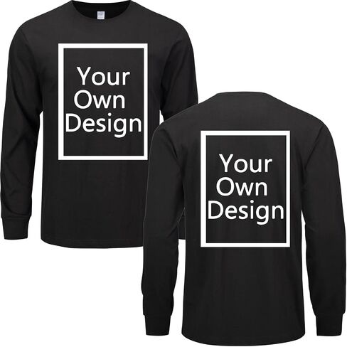 Custom Long Sleeve T Shirts for Men/Women Design Your Own Shirt Add Text Personalized Cotton Tee Printed Front/Back in Saudi Arabia