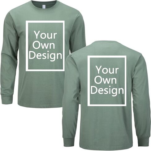 Custom Long Sleeve T Shirts for Men/Women Design Your Own Shirt Add Text Personalized Cotton Tee Printed Front/Back in Saudi Arabia