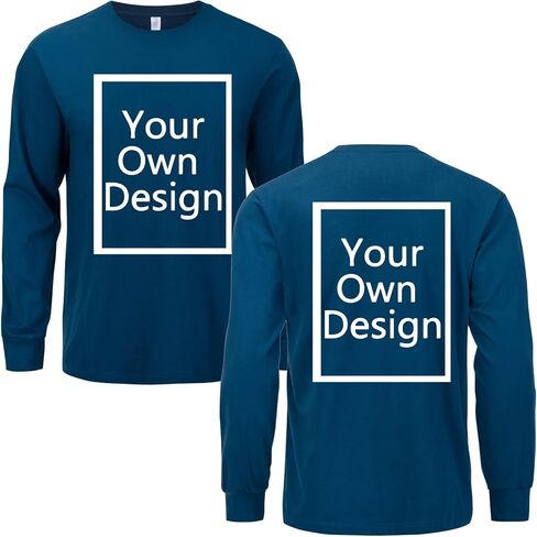 Custom Long Sleeve T Shirts for Men/Women Design Your Own Shirt Add Text Personalized Cotton Tee Printed Front/Back in Saudi Arabia