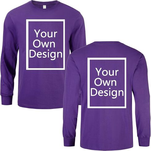 Custom Long Sleeve T Shirts for Men/Women Design Your Own Shirt Add Text Personalized Cotton Tee Printed Front/Back in Saudi Arabia