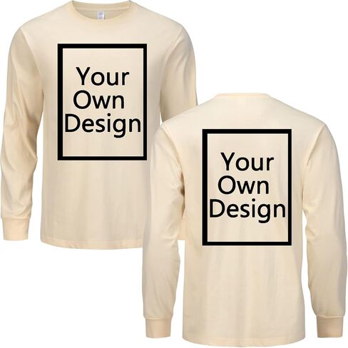 Custom Long Sleeve T Shirts for Men/Women Design Your Own Shirt Add Text Personalized Cotton Tee Printed Front/Back in Saudi Arabia