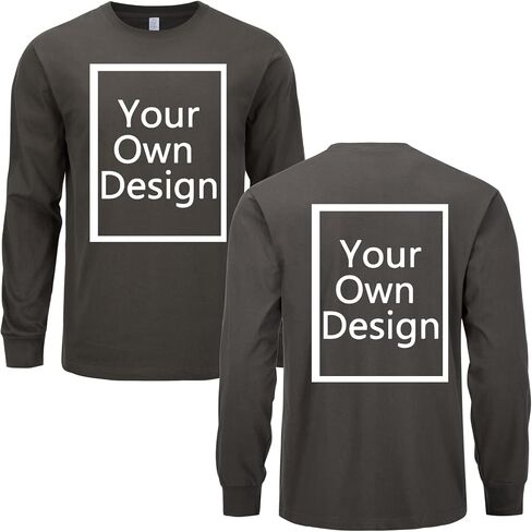 Custom Long Sleeve T Shirts for Men/Women Design Your Own Shirt Add Text Personalized Cotton Tee Printed Front/Back in Saudi Arabia