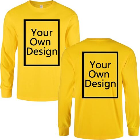 Custom Long Sleeve T Shirts for Men/Women Design Your Own Shirt Add Text Personalized Cotton Tee Printed Front/Back in Saudi Arabia