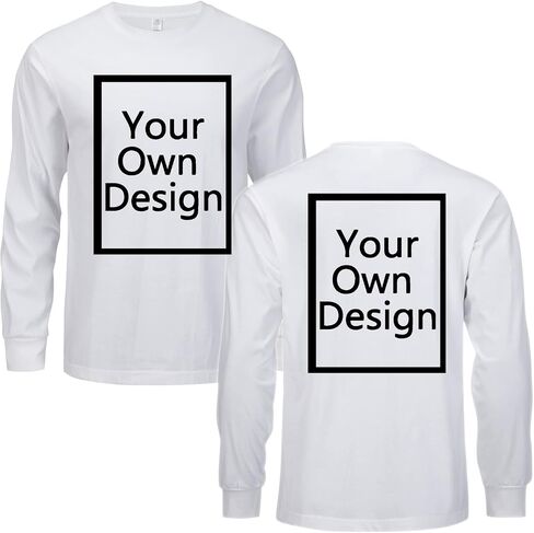 Custom Long Sleeve T Shirts for Men/Women Design Your Own Shirt Add Text Personalized Cotton Tee Printed Front/Back in Saudi Arabia