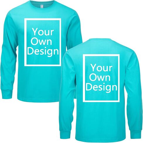Custom Long Sleeve T Shirts for Men/Women Design Your Own Shirt Add Text Personalized Cotton Tee Printed Front/Back in Saudi Arabia
