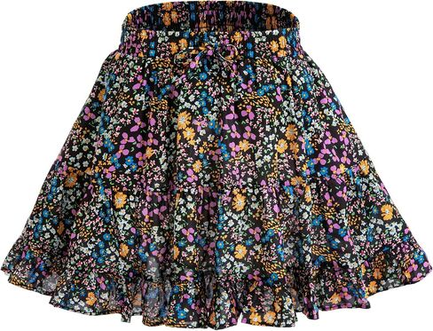 Mini Skirt for Women Casual Boho Ruffle Skort with Adjustable Drawstring, Elastic High Waist and Pockets for Summer in Saudi Arabia