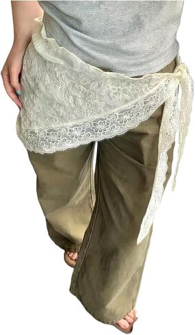 تنورة SHENHE النسائية ملفوفة من الدانتيل لطبقات مطرزة على الخصر ووشاح الخصر من طراز Boho Western Mini in Kuwait