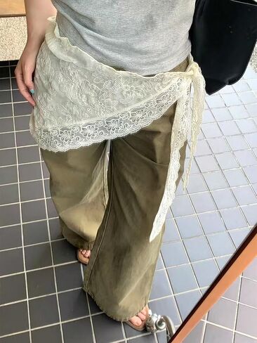 تنورة SHENHE النسائية ملفوفة من الدانتيل لطبقات مطرزة على الخصر ووشاح الخصر من طراز Boho Western Mini in Kuwait