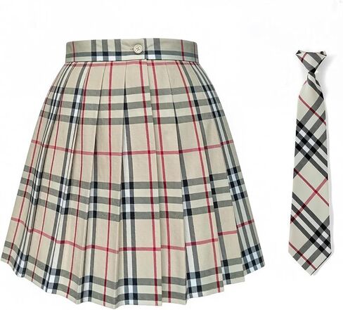 Girls Womens Pleated Plaid Cosplay Cheer Skirt High Waist Mini School Uniform Tennis Skirts Christmas with NeckTies in Saudi Arabia