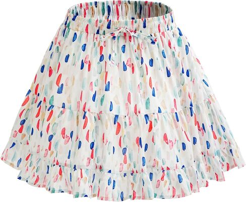 Mini Skirt for Women Casual Boho Ruffle Skort with Adjustable Drawstring, Elastic High Waist and Pockets for Summer in Saudi Arabia