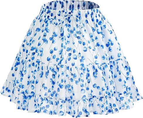 Mini Skirt for Women Casual Boho Ruffle Skort with Adjustable Drawstring, Elastic High Waist and Pockets for Summer in Saudi Arabia