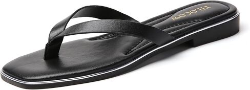 Tilocow Strappy Thong Flip Flops for Women Lightweight and Memory Foam Insole Dressy Comfortable Square Toe Slides Fashion Summer Sandals in Saudi Arabia