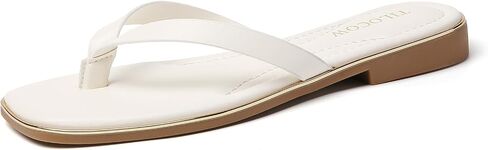 Tilocow Strappy Thong Flip Flops for Women Lightweight and Memory Foam Insole Dressy Comfortable Square Toe Slides Fashion Summer Sandals in Saudi Arabia