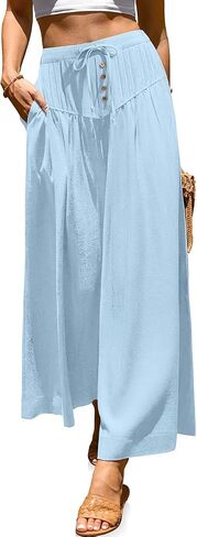 TARSE Women Linen Wide Leg Pants Palazzo High Waisted Boho Loose Casual Lounge Pant Beach Travel Vacation Outfits in Kuwait