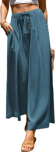 TARSE Women Linen Wide Leg Pants Palazzo High Waisted Boho Loose Casual Lounge Pant Beach Travel Vacation Outfits in Kuwait