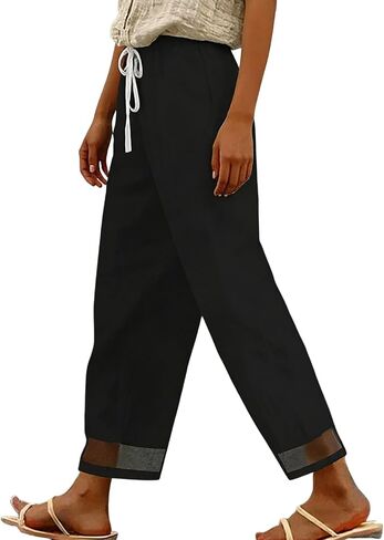 Women's Striped Gingham Harem Pants Summer Casual Loose Drawstring Plaid Trousers Beach Travel Bottoms with Pockets in Saudi Arabia