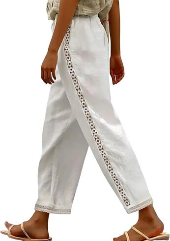 Women's Striped Gingham Harem Pants Summer Casual Loose Drawstring Plaid Trousers Beach Travel Bottoms with Pockets in Saudi Arabia