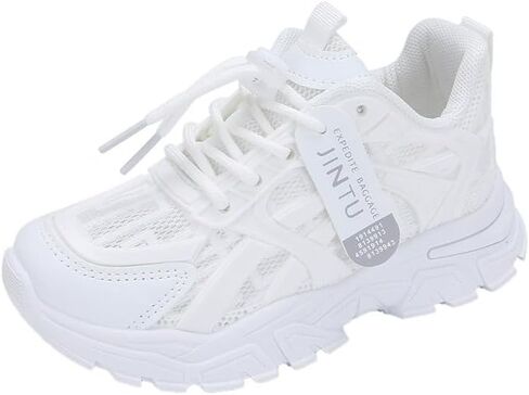 Girls White Sneakers Mesh Athletic Shoes for Little Kids in Kuwait