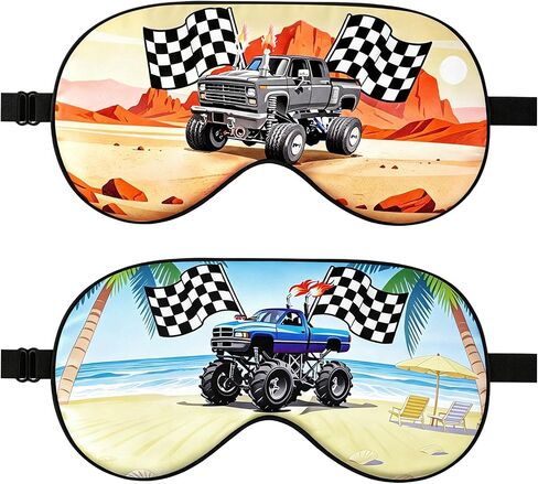 FrgKbTm 2 Pcs Sleep Mask for Kids Boys, Silk Eye Covers for Sleeping, Adjustable Strap & Light Blocking Design, Children's Bedtime Blindfold for Travel and Home Use (Race Car) in Saudi Arabia