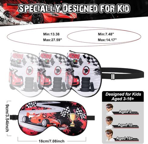 FrgKbTm 2 Pcs Sleep Mask for Kids Boys, Silk Eye Covers for Sleeping, Adjustable Strap & Light Blocking Design, Children's Bedtime Blindfold for Travel and Home Use (Race Car) in Saudi Arabia