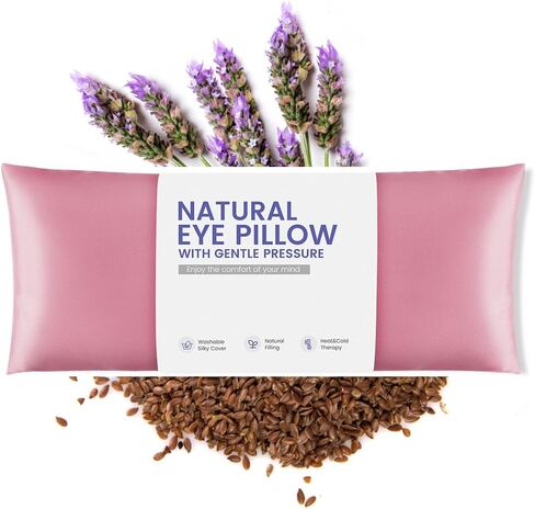 Lavender Eye Pillow for Yoga, Relaxation, Sleeping, Microwavable Weighted Eye Mask Heated for Meditation, Dry Eyes, Moist Heat Hot & Cold Eye Compress with Aromatherapy (Pink) in Saudi Arabia