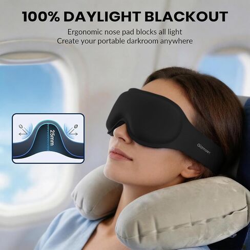 Maximum Blackout Sleep Mask for Deep Sleep, 3D Eye Mask with Spacious Eye Cups, Zero Eye Pressure, Long Eyelash & Lash Extension Friendly, Eye Cover for Travel/Shift Work/Daytime Sleep, Black in Saudi Arabia