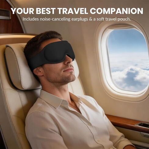 Maximum Blackout Sleep Mask for Deep Sleep, 3D Eye Mask with Spacious Eye Cups, Zero Eye Pressure, Long Eyelash & Lash Extension Friendly, Eye Cover for Travel/Shift Work/Daytime Sleep, Black in Saudi Arabia