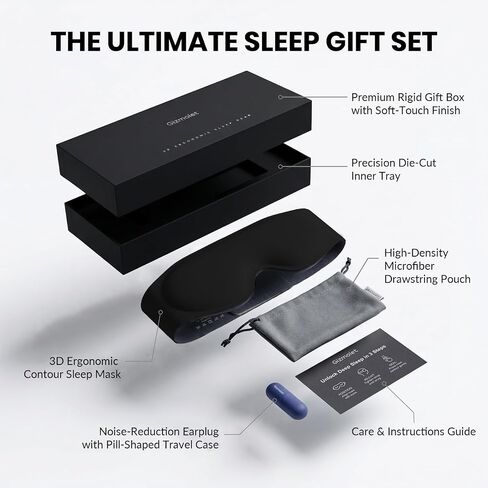 Maximum Blackout Sleep Mask for Deep Sleep, 3D Eye Mask with Spacious Eye Cups, Zero Eye Pressure, Long Eyelash & Lash Extension Friendly, Eye Cover for Travel/Shift Work/Daytime Sleep, Black in Saudi Arabia