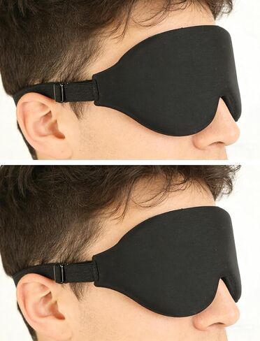 2 Pack Sleep Masks Black 3D Contoured Eye Mask for Sleeping Adjustable Strap Rebound Memory Foam Comfortable Fit in Saudi Arabia