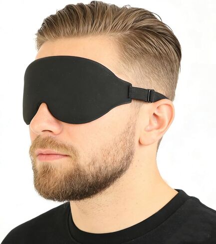 2 Pack Sleep Masks Black 3D Contoured Eye Mask for Sleeping Adjustable Strap Rebound Memory Foam Comfortable Fit in Saudi Arabia