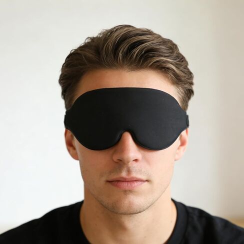 2 Pack Sleep Masks Black 3D Contoured Eye Mask for Sleeping Adjustable Strap Rebound Memory Foam Comfortable Fit in Saudi Arabia