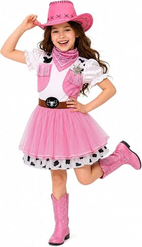 Cowgirl Costume for Girls, Girls Cowgirl Outfit, Western Rodeo Dress Up Costume for Kids Halloween Party in Kuwait