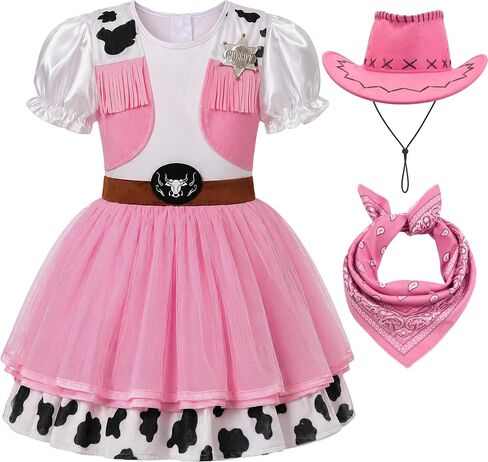 Cowgirl Costume for Girls, Girls Cowgirl Outfit, Western Rodeo Dress Up Costume for Kids Halloween Party in Kuwait