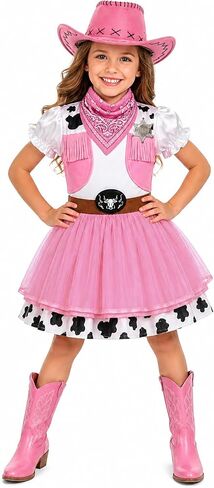 Cowgirl Costume for Girls, Girls Cowgirl Outfit, Western Rodeo Dress Up Costume for Kids Halloween Party in Kuwait