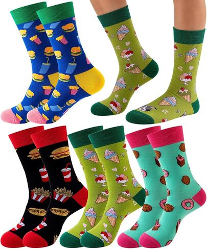 PLULON 4 Pairs Mens Dress Fun Socks, Colored Cotton Socks Casual Style for Wedding Halloween Costume Anniversary Father's Day in Kuwait