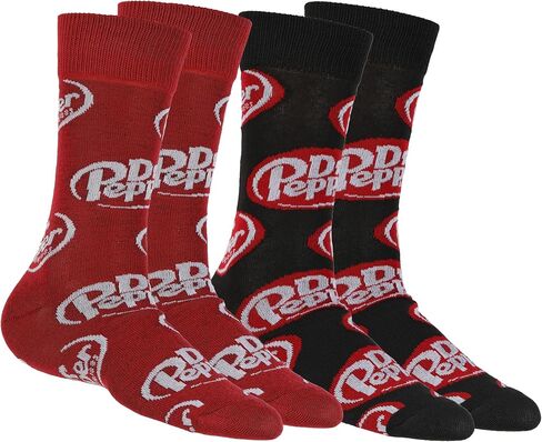 Culture Fly Dr. Pepper Socks Contrasting Logo Design 2-Pack Adult Mid-Calf Crew Socks in Kuwait